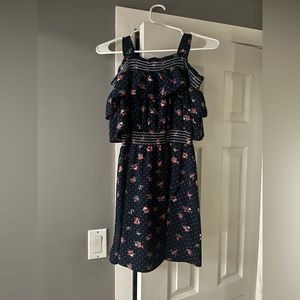 Girls Knitworks Floral Dress Navy w Floral and Polka Dots